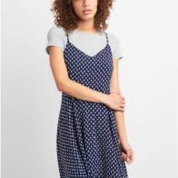 Gap | Navy Polka Dot Fit and Flare Mini Dress - Picture 1 of 13